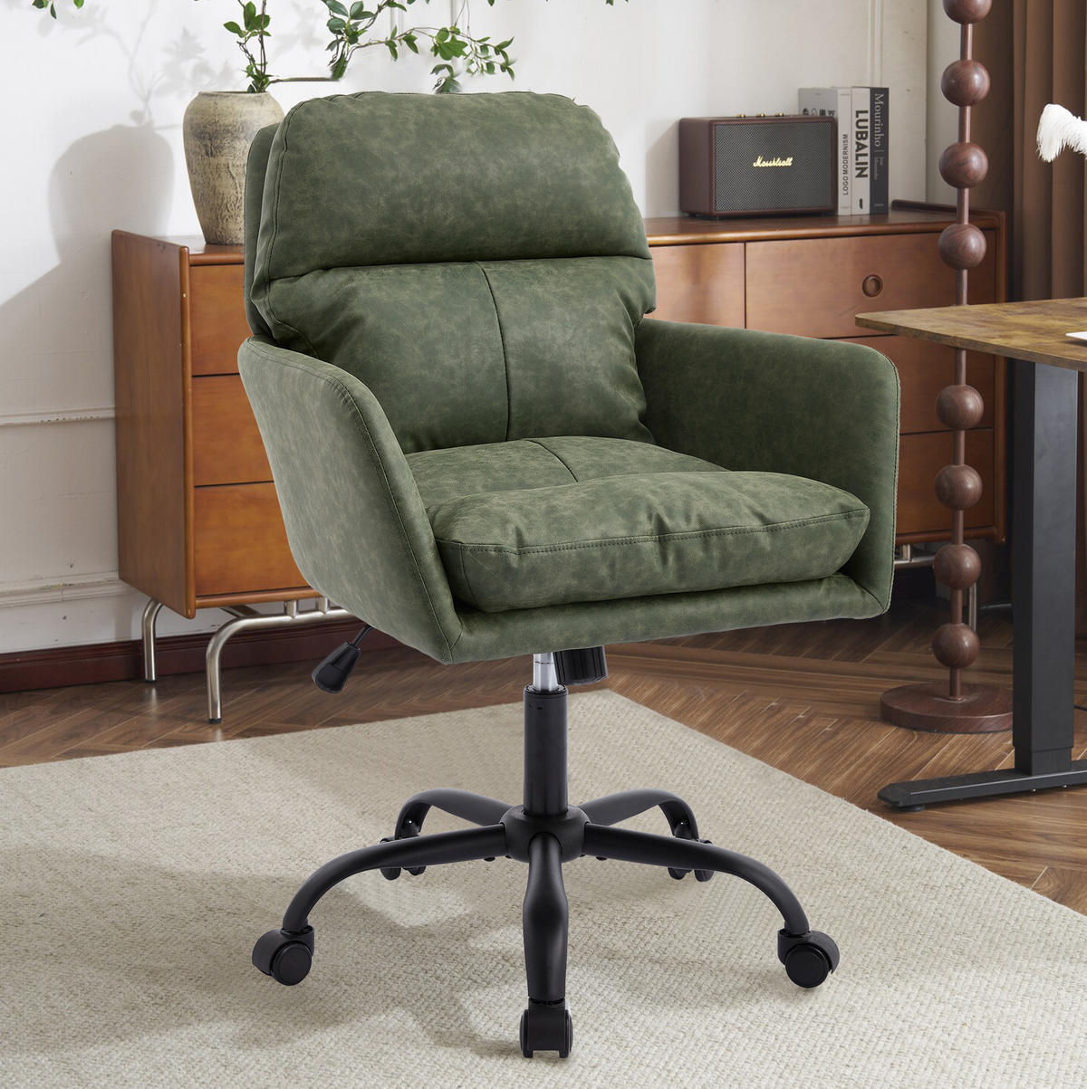 BÜROSTUHL höhenverstellbar PU Green - Grün, Kunststoff (60.5/102/71.58cm) - Meubliv