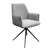 ARMLEHNENSTUHL OPHELIA mit Drehfunktion und Polsterung - Schwarz/Grau, Textil (60/87/64cm) - Lookway