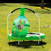 KINDERTRAMPOLIN Mini 91 cm grün Haltegriff, Federabdeckung, bis 120 kg - Grün, Metall (91/91cm) - Chipolino