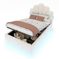 POLSTERBETT 90x200 cm in Beige mit LED-Beleuchtung und hydraulischem Stauraum - Beige, Textil (90/200cm) - IVMEU