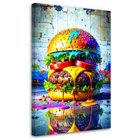 LEINWANDBILD Hamburger Essen 80x120cm - Multicolor, Textil (80/120cm) - Feeby
