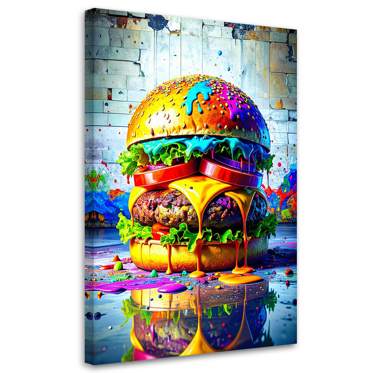 LEINWANDBILD Hamburger Essen 80x120cm - Multicolor, Textil (80/120cm) - Feeby