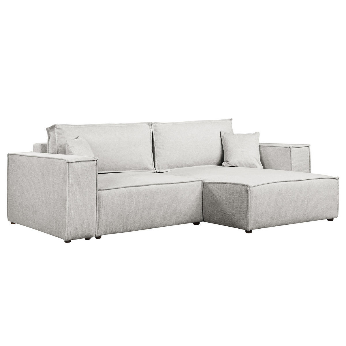 ECKSOFA mit Schlaffunktion - 255 cm - Hellgrau/Schwarz, Kunststoff/Textil (255/148cm) - home24