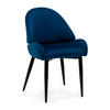 STUHL BERGAMO gepolsterter mit Steppung - dunkelblau - Samt Velour - Blau/Schwarz, Textil/Metall (56/91/61cm) - NEW HOME