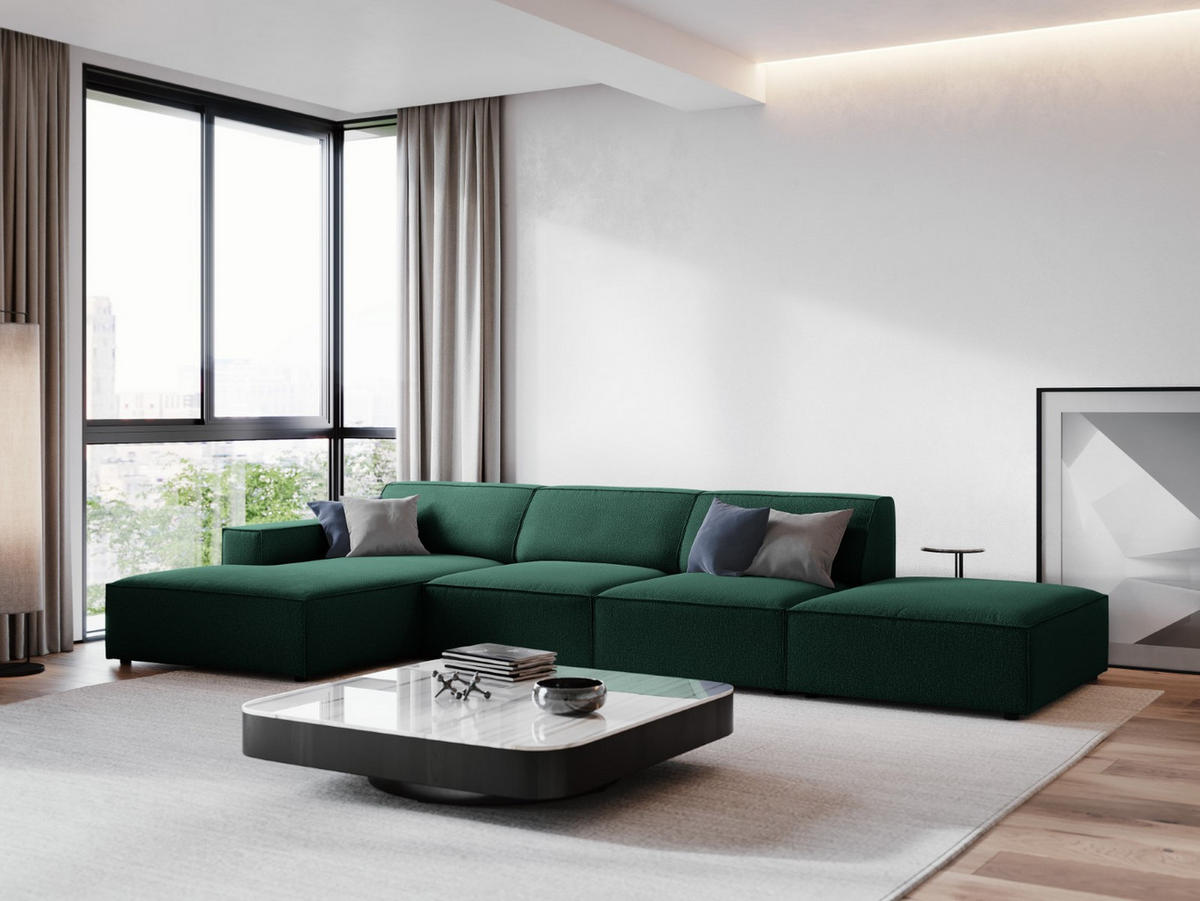 ECKSOFA links Jodie aus strukturiertem Stoff grün 5 Sitzplätze - Grün, Textil (166/341cm) - Micadoni