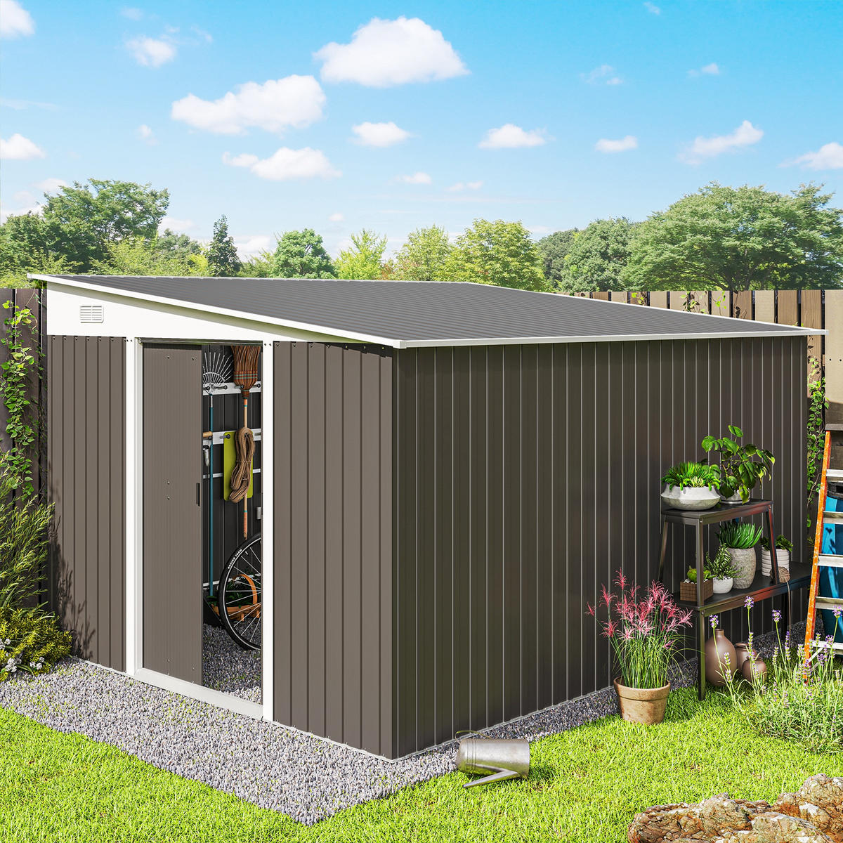 GARTENHAUS Grau 280.0/345.0/201.0cm - Grau, Metall (345/201/280cm)