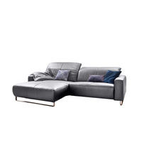 ECKSOFA YORK Hellgrau Leder - Silberfarben/Hellgrau, Leder (284/180cm) - KAWOLA