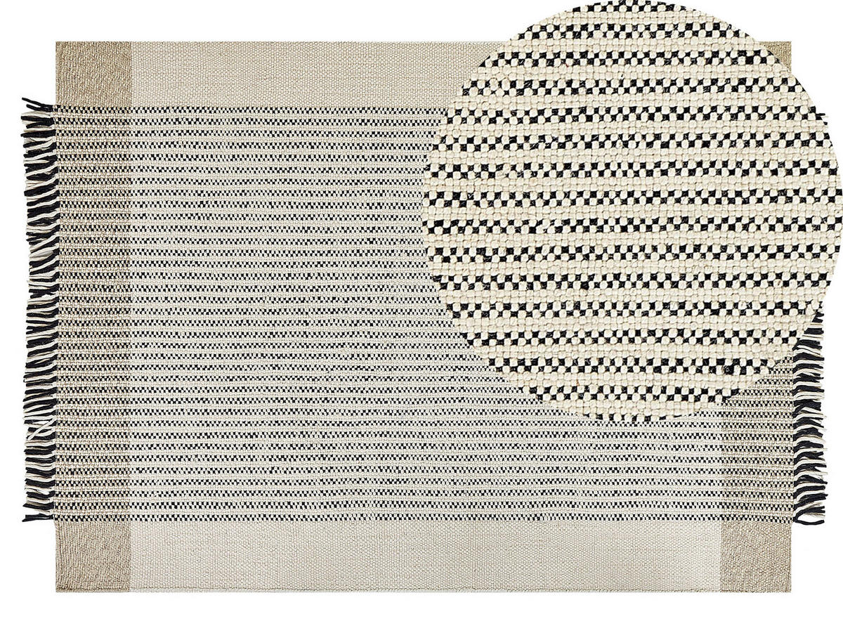 TEPPICH geflochten Divarli 200/140 cm - Beige, Textil (140/200cm) - Beliani