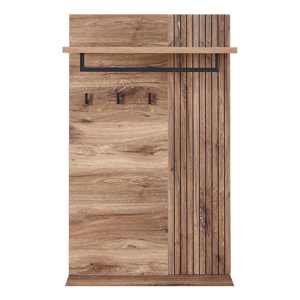 GARDEROBENSET - 5-teilig - inkl. Beleuchtung - Risseiche Silber Dekor / Matt Grau - Braun, Holzwerkstoff/Kunststoff (266/204/38cm) - home24