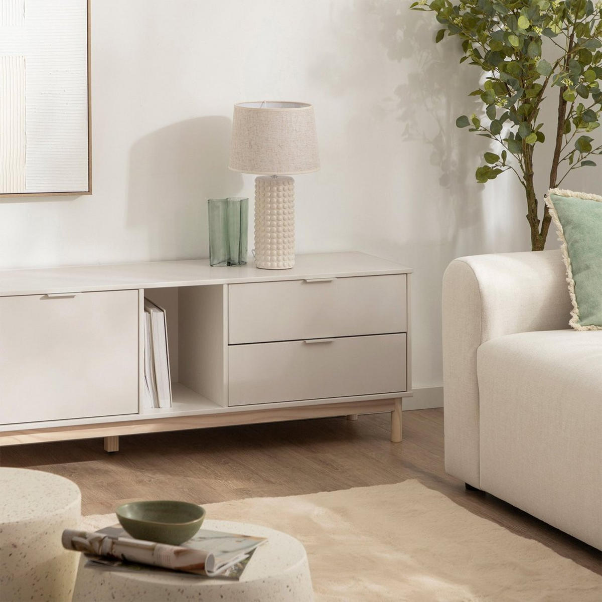 TV-ELEMENT Elian Weiß 180 cm x 54 cm - Weiß, Holzwerkstoff (180/54/39cm)