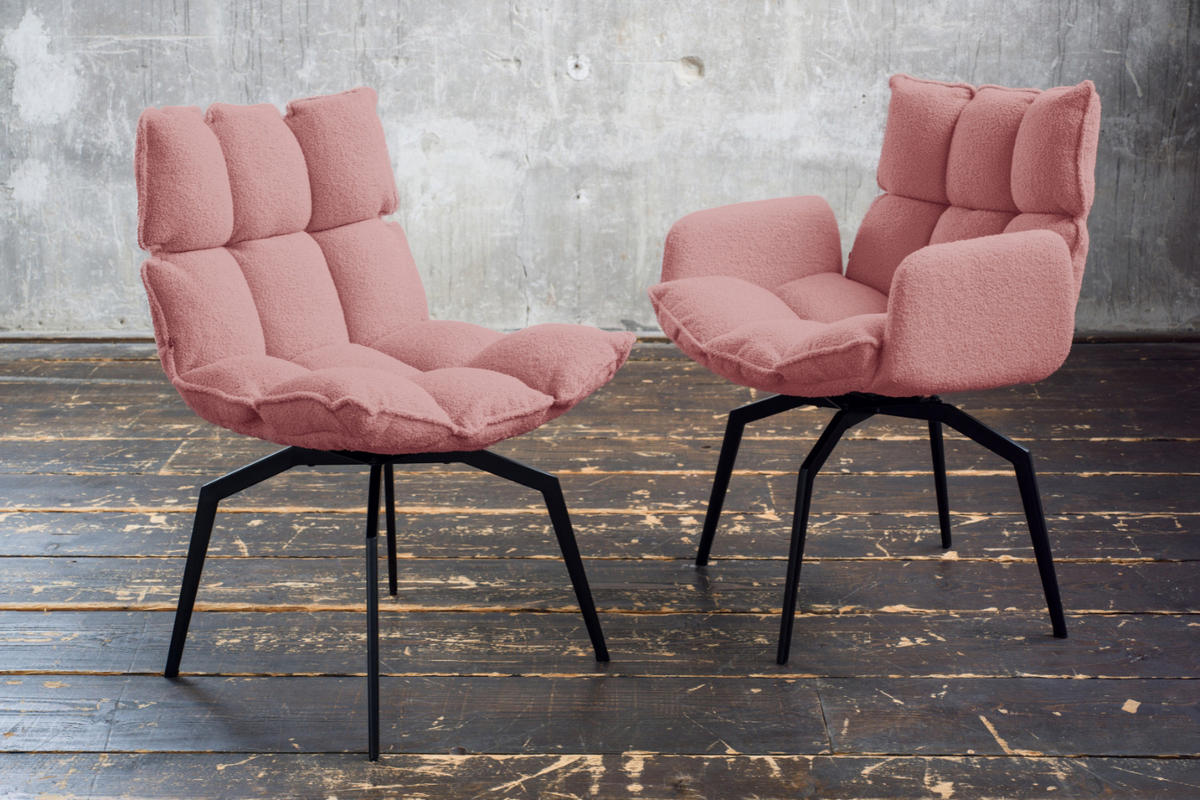 ESSZIMMERSTUHL BARO Pink Webstoff - Pink/Schwarz, Kunststoff/Textil (59/86/65cm) - KAWOLA