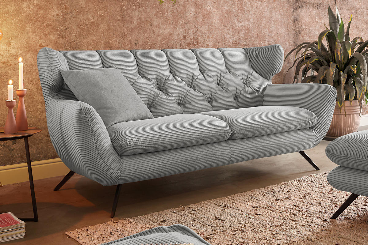 SITZGRUPPE CHARME Hellgrau - Hellgrau, Textil (200/94/95cm) - KAWOLA