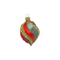 CHRISTBAUMSCHMUCK Rillenform rot matt mit tannengrün goldbronze 7 cm - Multicolor, Metall (0.1/7/0.1cm)