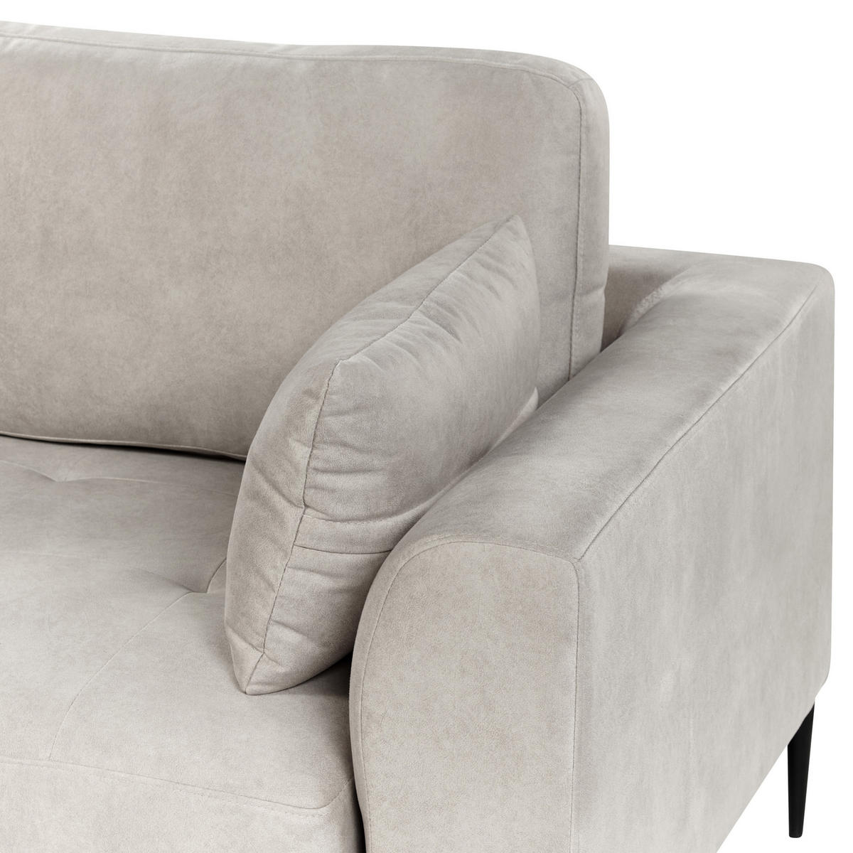 3-SITZER-ECKSOFA Samtstoff Hellgrau linksseitig Flam - Hellgrau, Textil (275/158cm) - Beliani