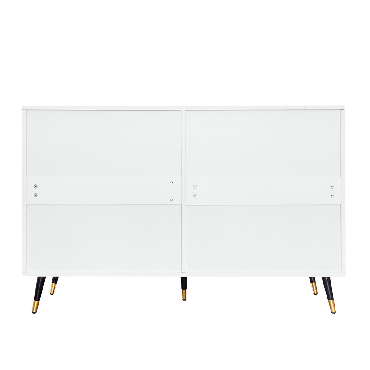 SIDEBOARD 120/40/77 cm in Weiß mit 6 Schubladen und goldfarbenen Details - Weiß, Holzwerkstoff (120/77/40cm) - Flora Grace