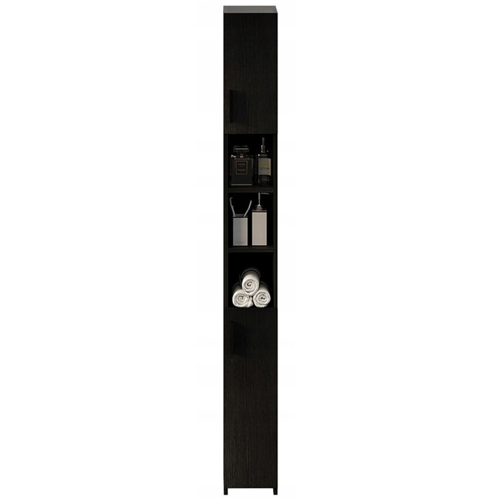 BADEZIMMERSCHRANK, schwarz 21/26/182 cm - Schwarz, Holzwerkstoff (21/182/26cm)