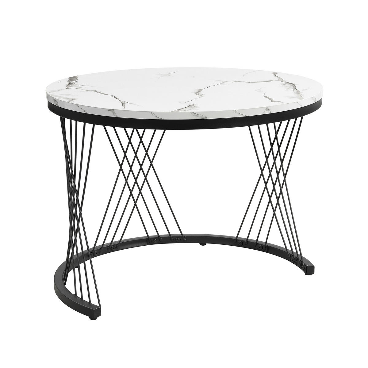 COUCHTISCH Set 60/60/46 cm und 50/50/31 cm Weiß mit hochglänzender Marmoroptik - Schwarz/Weiß, Holzwerkstoff (60/60/46cm) - OKWISH