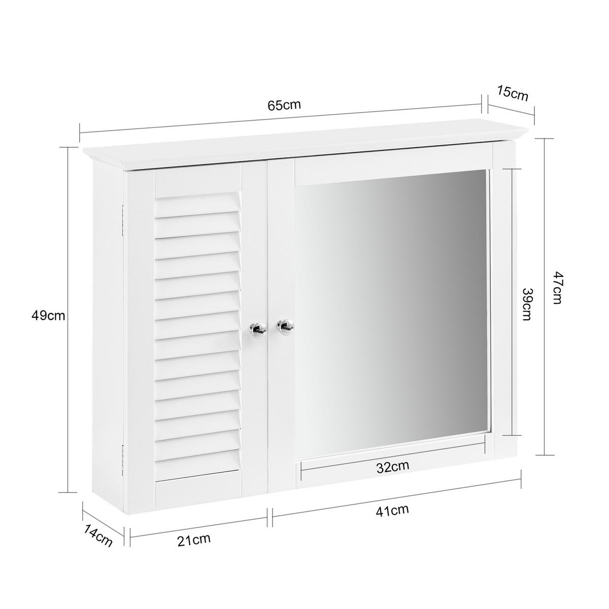 SPIEGELSCHRANK Weiß - Weiß, Holzwerkstoff (65/49/15cm) - SoBuy