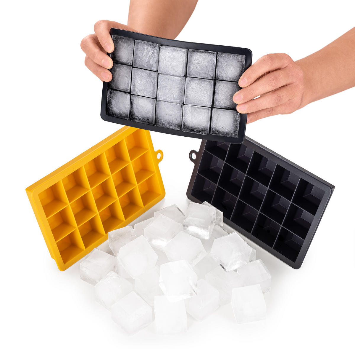 EISWÜRFELFORM Silikon, BPA-Frei, 2x15, Currygelb - Currygelb, Kunststoff (18.6/3.3/11.7cm) - Blumtal
