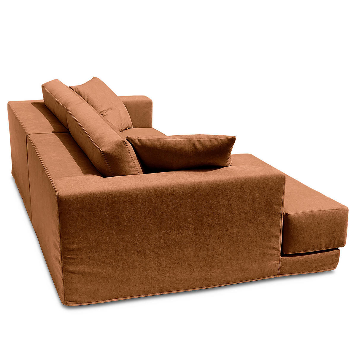 ECKSOFA mit Wechselbezug - Longchair, Webstoff - Schwarz/Kupferfarben, Kunststoff/Textil (260/155cm) - home24