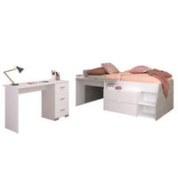 JUGENDZIMMER Milky 17 in Weiß und Grey Loft 2 teilig - Weiß, Holzwerkstoff (120/200/80cm)