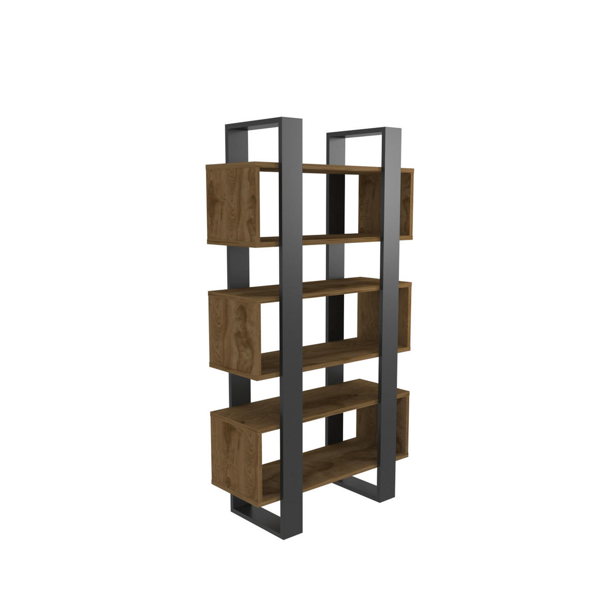 BÜCHERREGAL Reina - Schwarz/Braun, Holzwerkstoff (80/150/29.5cm) - Decorotika