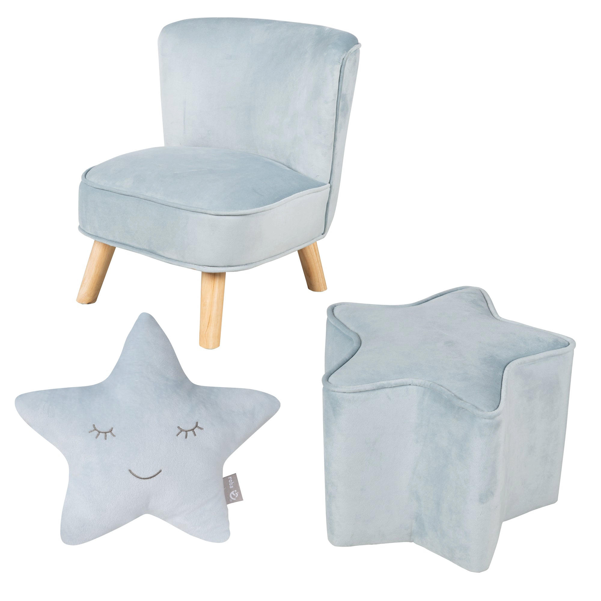 KINDERSESSEL klein 3-tlg. hellblau - Hellblau, Holzwerkstoff/Textil (70/50/48cm) - Roba