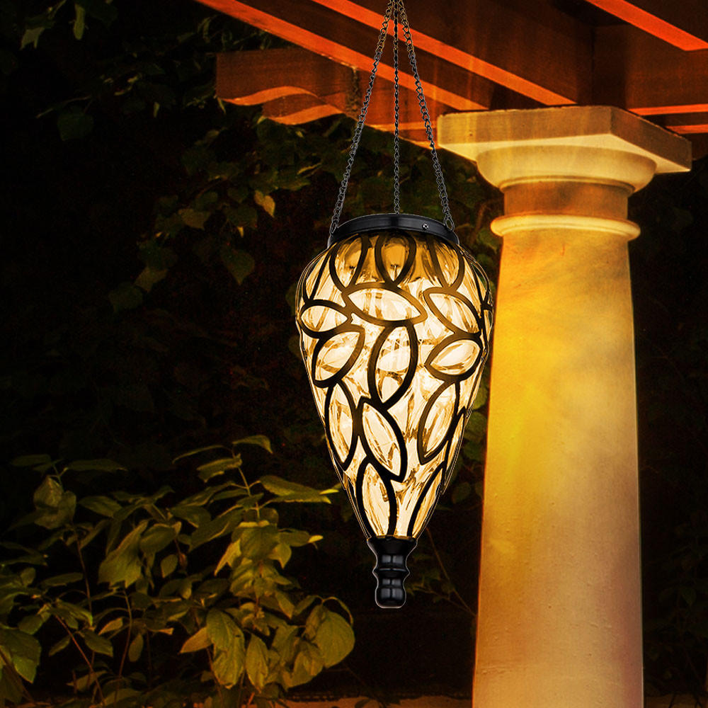 LED AUSSENLEUCHTE Solar Hänge Tropfen Schwarz - Schwarz, Metall (13.5/13.5/50cm) - Globo Lighting