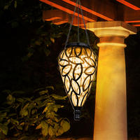 LED AUSSENLEUCHTE Solar Hänge Tropfen Schwarz - Schwarz, Metall (13.5/13.5/50cm) - Globo Lighting
