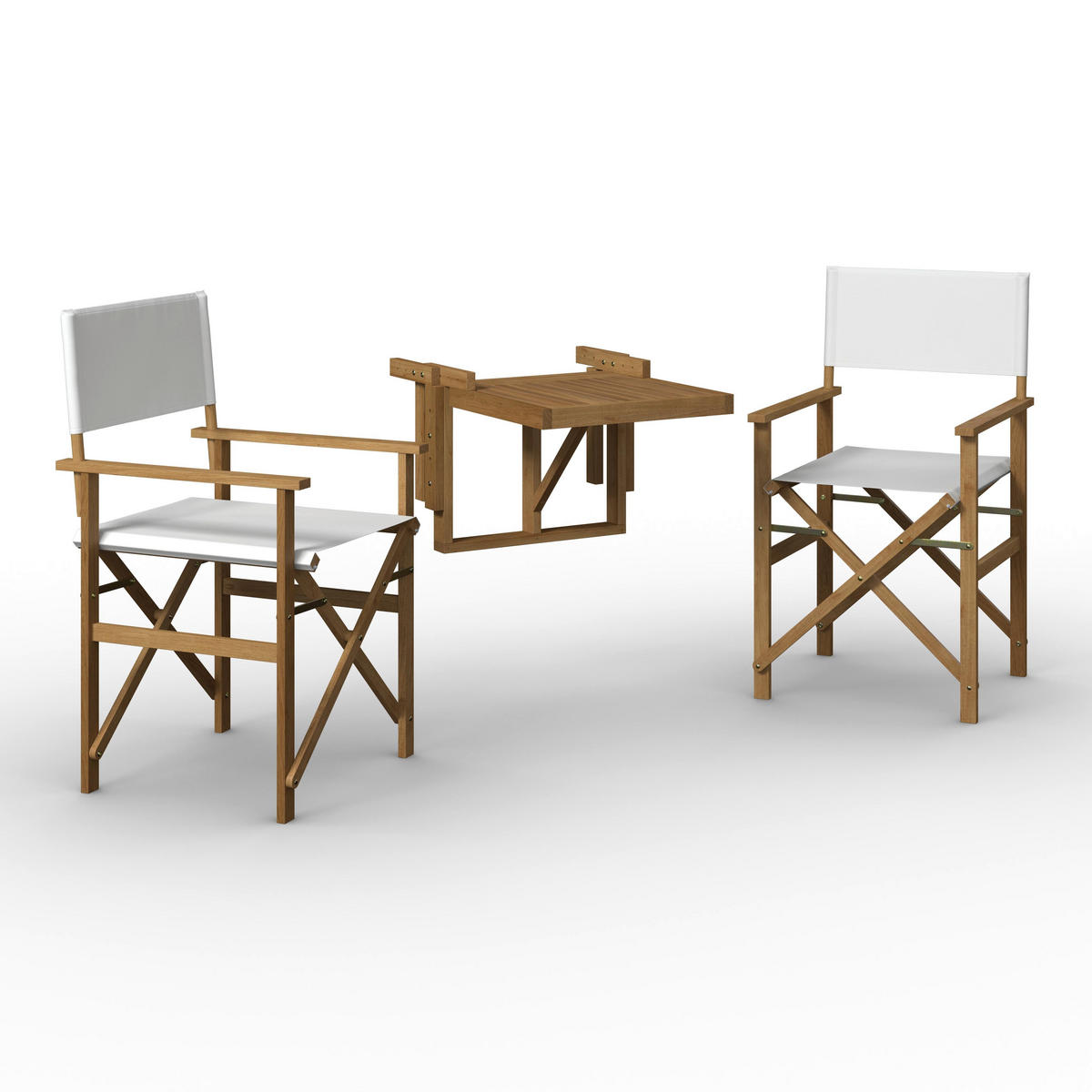 BALKONSET Stella Weiß Akazie/Outdoorstoff - Weiß, Holz - Bessagi Garden