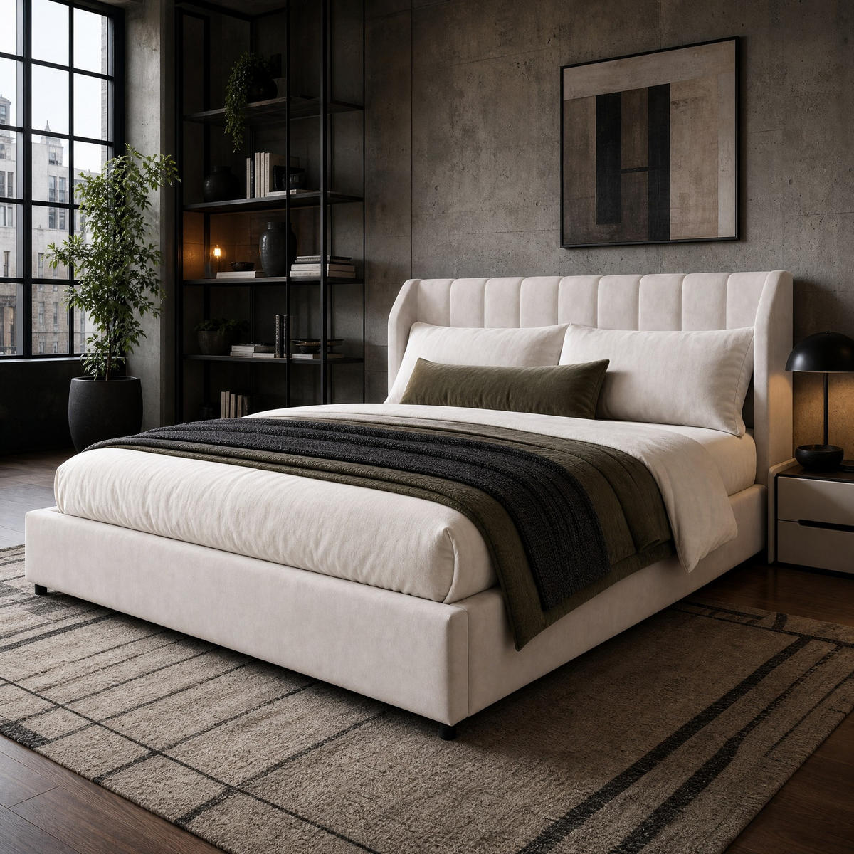 POLSTERBETT 180/200 mit gepolstertem Kopfteil und Lattenrost in Beige - Beige, Holzwerkstoff/Textil (180/200cm) - EVRYAE