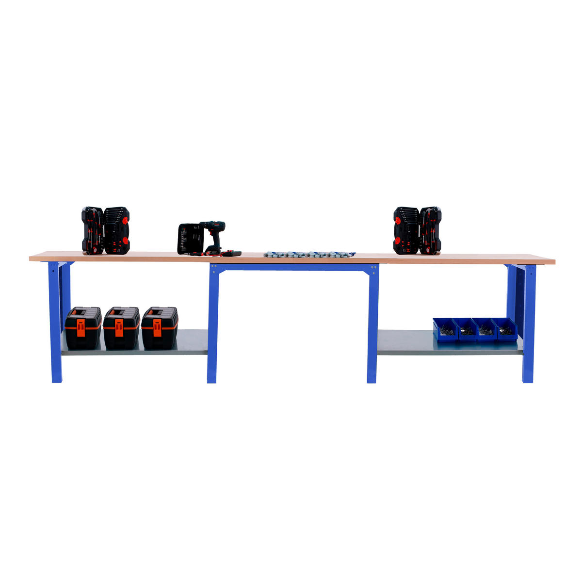 WERKBANK Buffalo Wood HxBxT 86,5 x 300 x 75 cm Traglast 1000 kg Blau - Blau, Metall (300/86.5/75cm) - PROREGAL