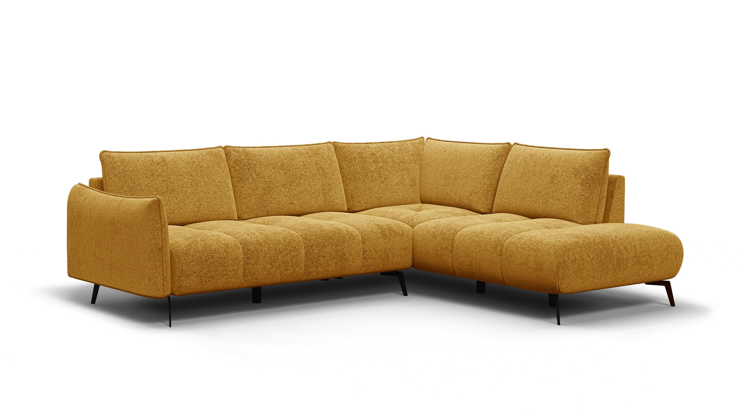ECKSOFA AERA 5-Sitzer rechts, gelb - Gelb/Schwarz, Holz/Textil (268/206cm) - Courtois Laville