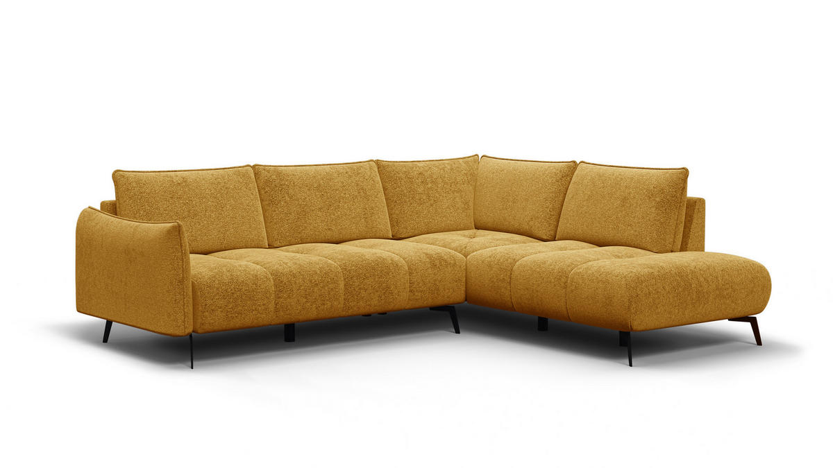 ECKSOFA AERA 5-Sitzer rechts, gelb - Gelb/Schwarz, Holz/Textil (268/206cm) - Courtois Laville