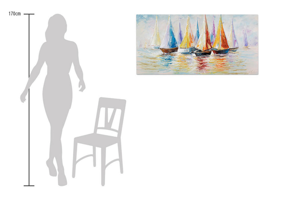 ÖLGEMÄLDE 120/60 cm - Multicolor/Weiß, Holz/Textil (1.6/60cm) - KUNSTLOFT