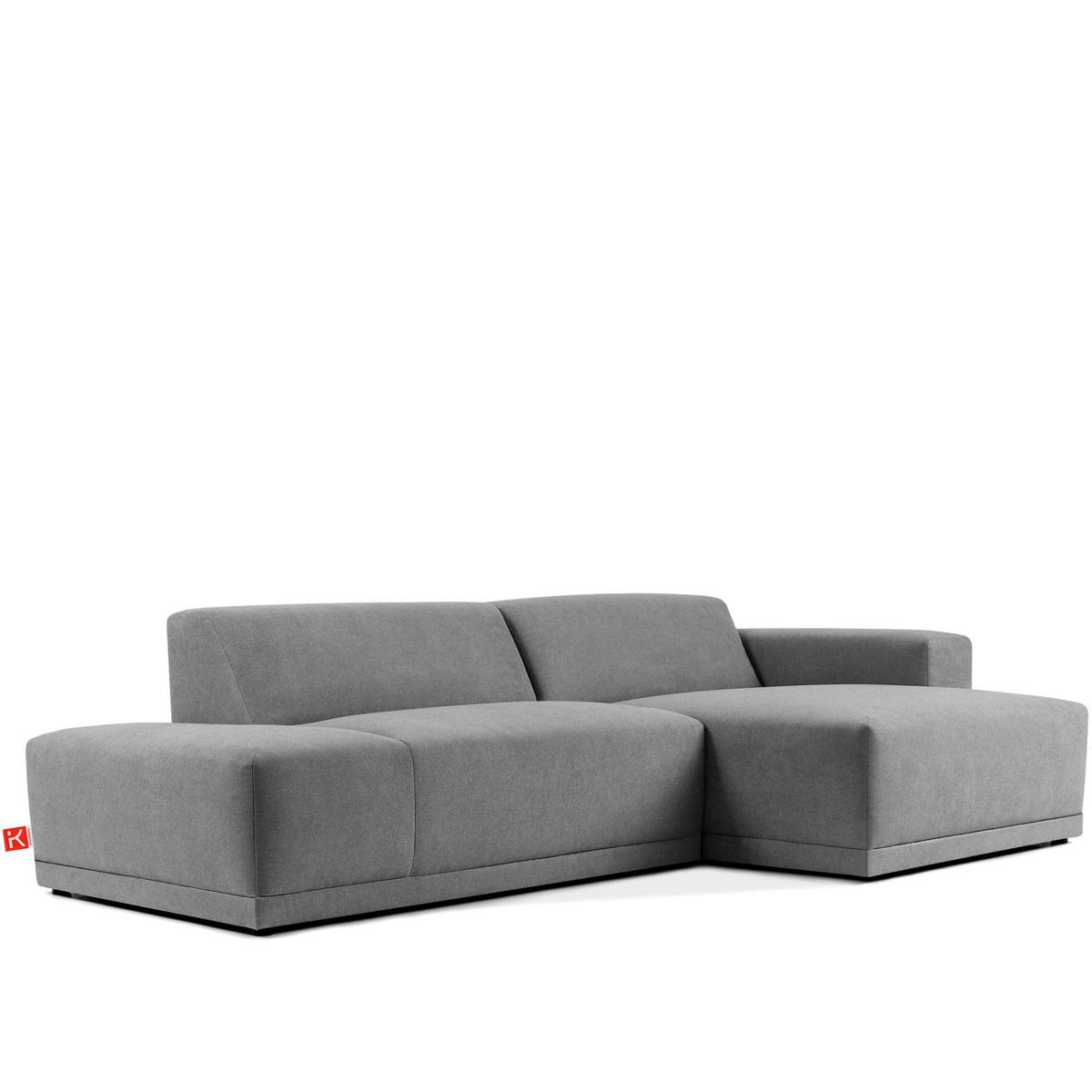 ECKSOFA RECHTS MUDI in moderner Optik mit hochwertigem Kaltschaum, Cord-Stoff, Aschgrau - Schwarz/Grau, Textil (280/160cm) - KONSIMO®