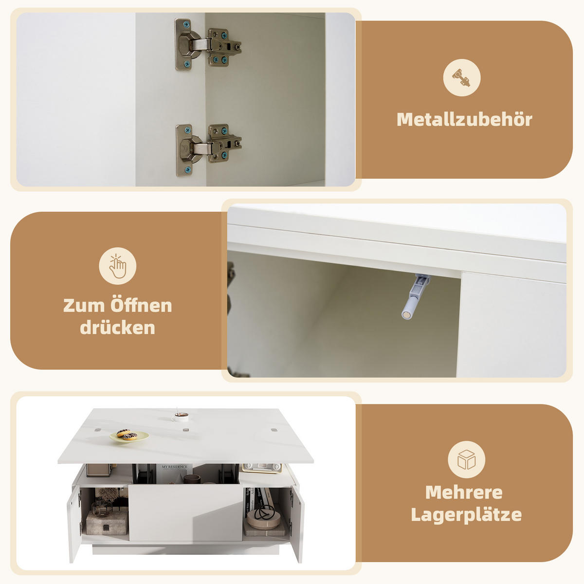 COUCHTISCH DE-215 Modellname Weiß - Weiß, Holzwerkstoff (50/100/56cm) - ComfortXL