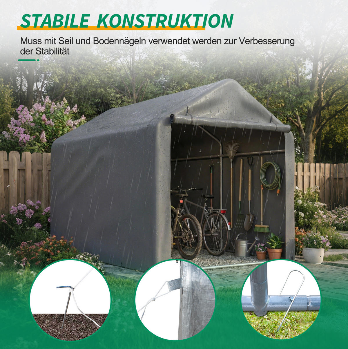 KLEINGARAGE aus Metall 160x220x165 cm Grau mit Rolltor - Grau, Metall (160/165/220cm) - Modfu