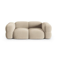 SOFA Loretto aus Samt leichtes beige 3 Sitzplätze - Creme, Textil (100/68/210cm) - Cosmopolitan Design