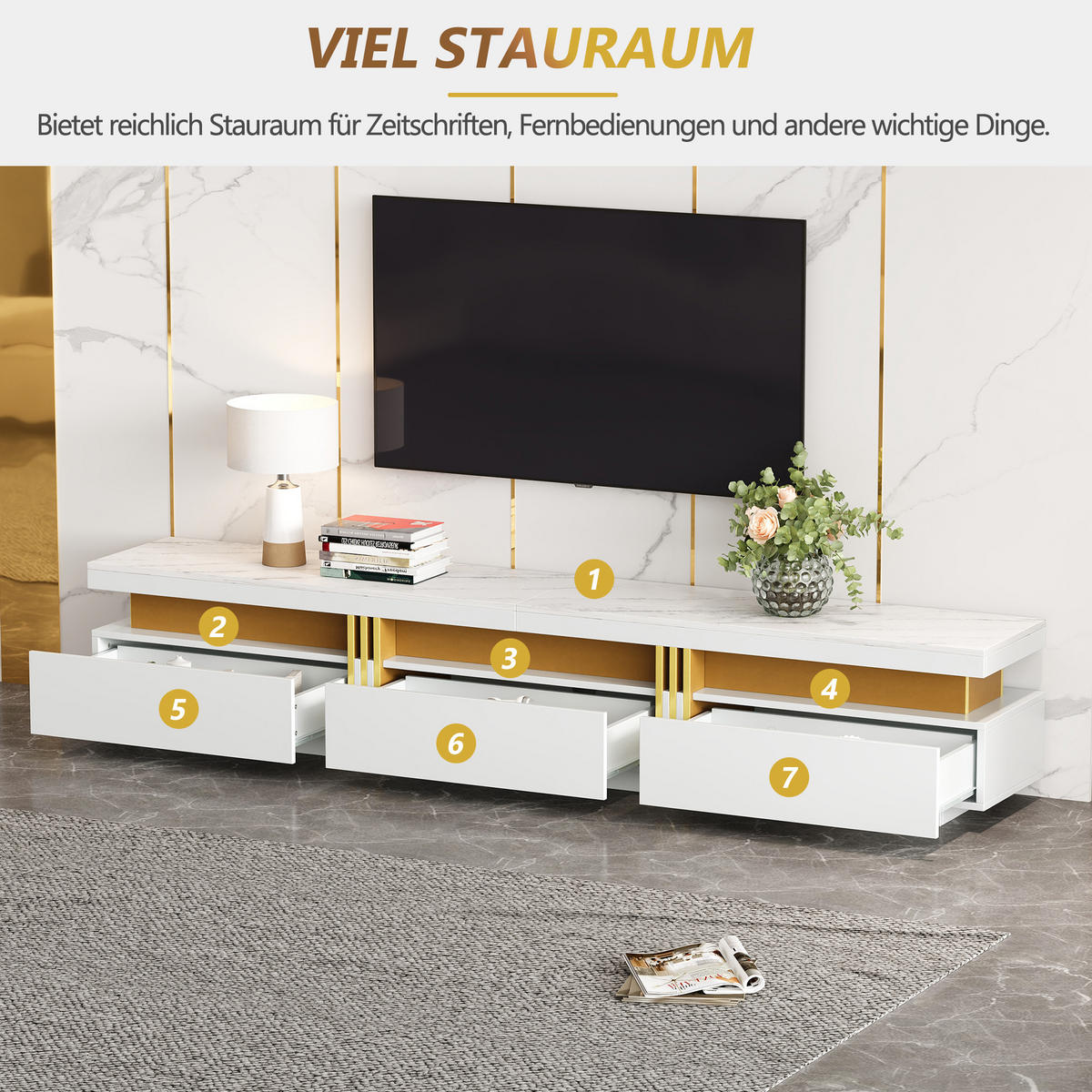 LOWBOARD Modellname Weiß 200/40/42 cm - Weiß, Holz (200/42/40cm) - PANGIVO