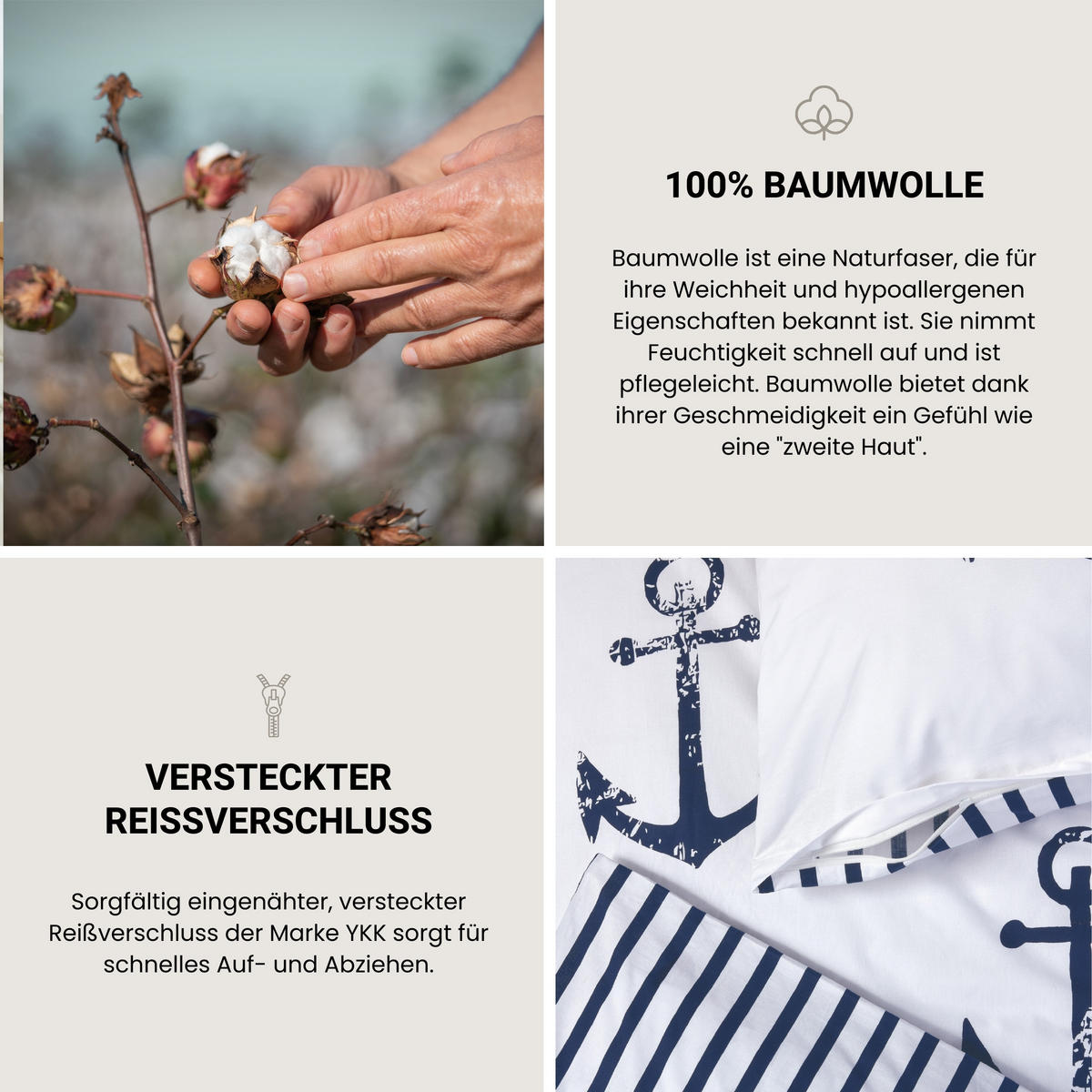 BETTWÄSCHESET Marina - Renforcé - 2-teilig - 155 x 220 cm - Weiß - Weiß, Textil (155/220cm) - SCHIESSER