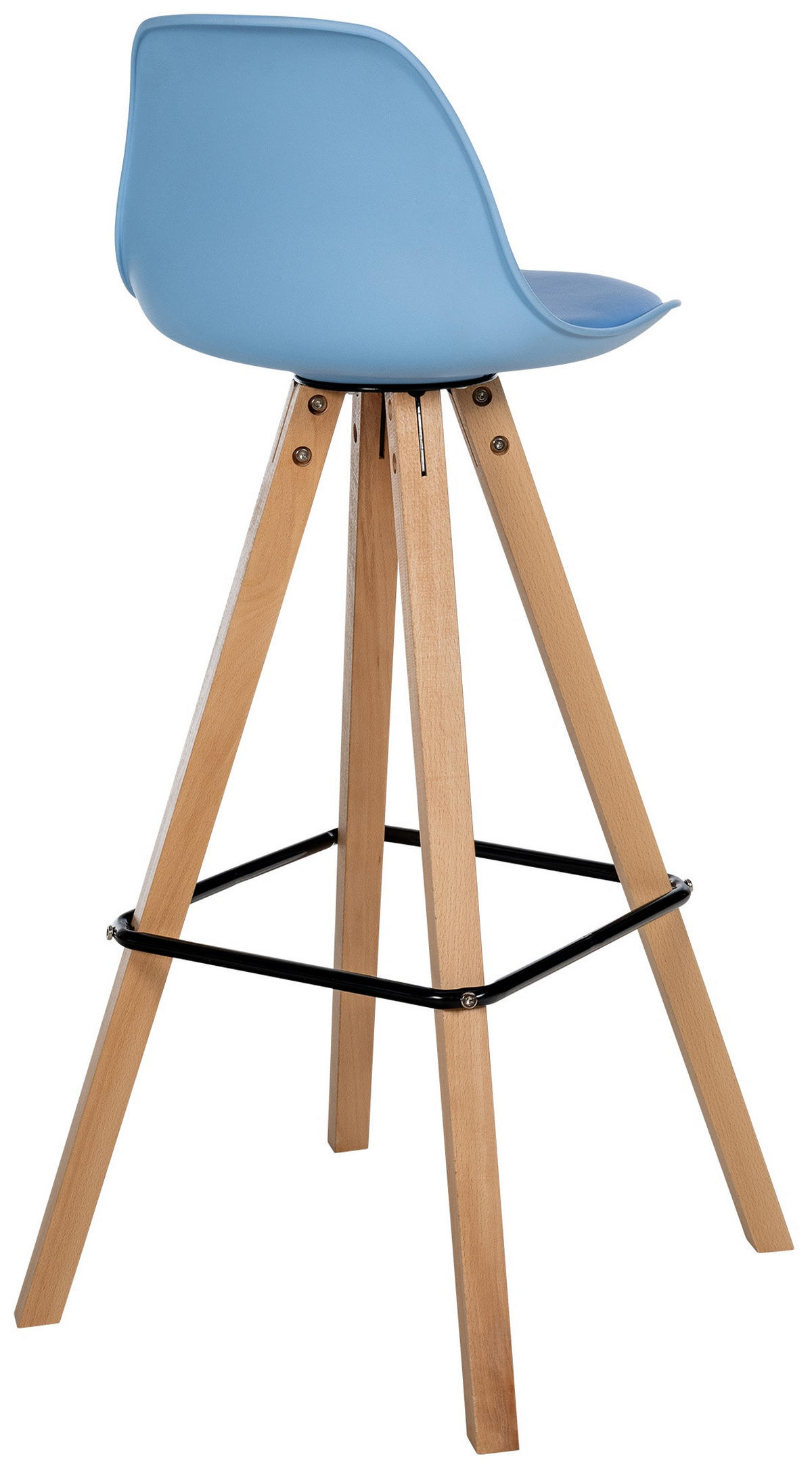 BARHOCKER Lederlook blau - Blau/Eukalyptusholzfarben, Holz/Textil (38/99/44cm) - CLP