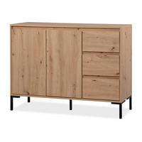 KOMMODE Eiche Artisan 120 cm, Sideboard modern mit viel Stauraum - Schwarz/Eiche Artisan, Holzwerkstoff/Metall (120/87/40cm) - Furn.Design