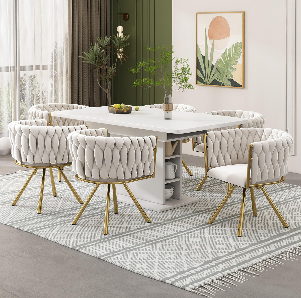 ESSZIMMERSTUHL 4er-Set drehbar Samt Beige/Gold - Beige, Metall (54/72/59.2cm) - Meubliv