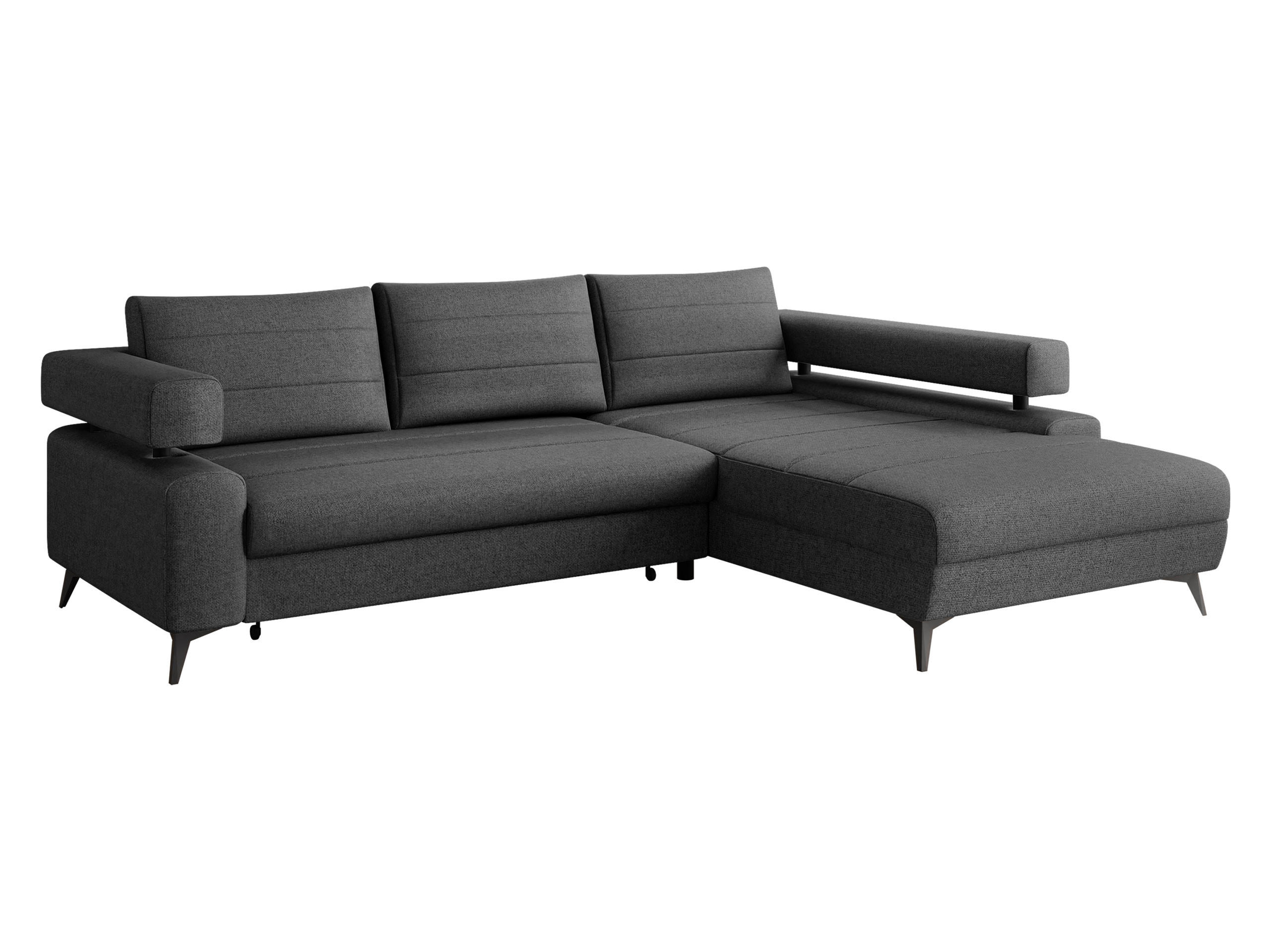 ECKSOFA Rosa, Seite: Rechts 2R-OT - Dunkelgrau/Schwarz, Holz/Textil (265/184cm) - MIRJAN24