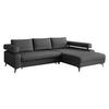 ECKSOFA Rosa, Seite: Rechts 2R-OT - Dunkelgrau/Schwarz, Holz/Textil (265/184cm) - MIRJAN24