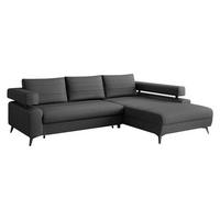 ECKSOFA Rosa, Seite: Rechts 2R-OT - Dunkelgrau/Schwarz, Holz/Textil (265/184cm) - MIRJAN24