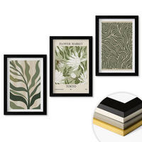WANDBILDER 3er-Set - 20x30 cm Schwarzer Rahmen - Pflanzenmuster, Boho-Dekorationen - Schwarz, Kunststoff (20/30cm) - ArtPrintCave