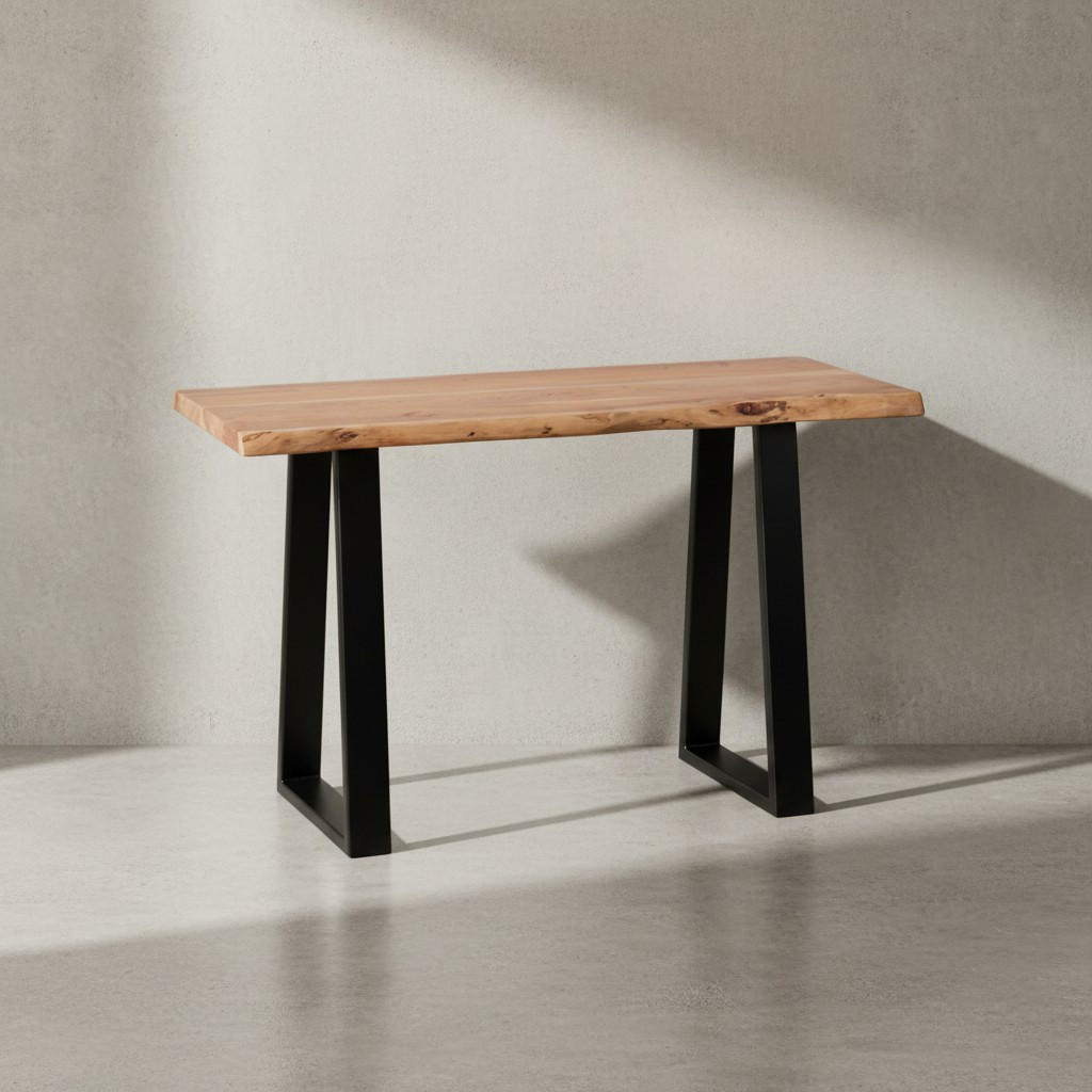 KONSOLENTISCH – Akazienholz, Landhausstil, robuste Metallfüße - Beige/Schwarz, Holz/Metall (45/120/75cm) - KADIMA DESIGN