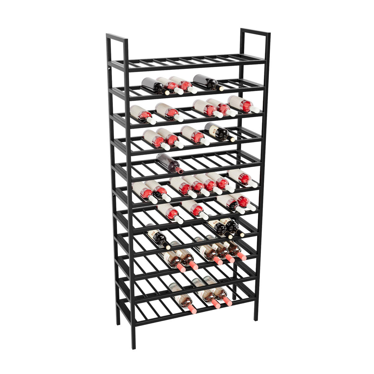 WEINREGAL für 110 Flaschen aus Metall, schwarz - Schwarz, Metall (80/170/30cm) - Metalo Pro